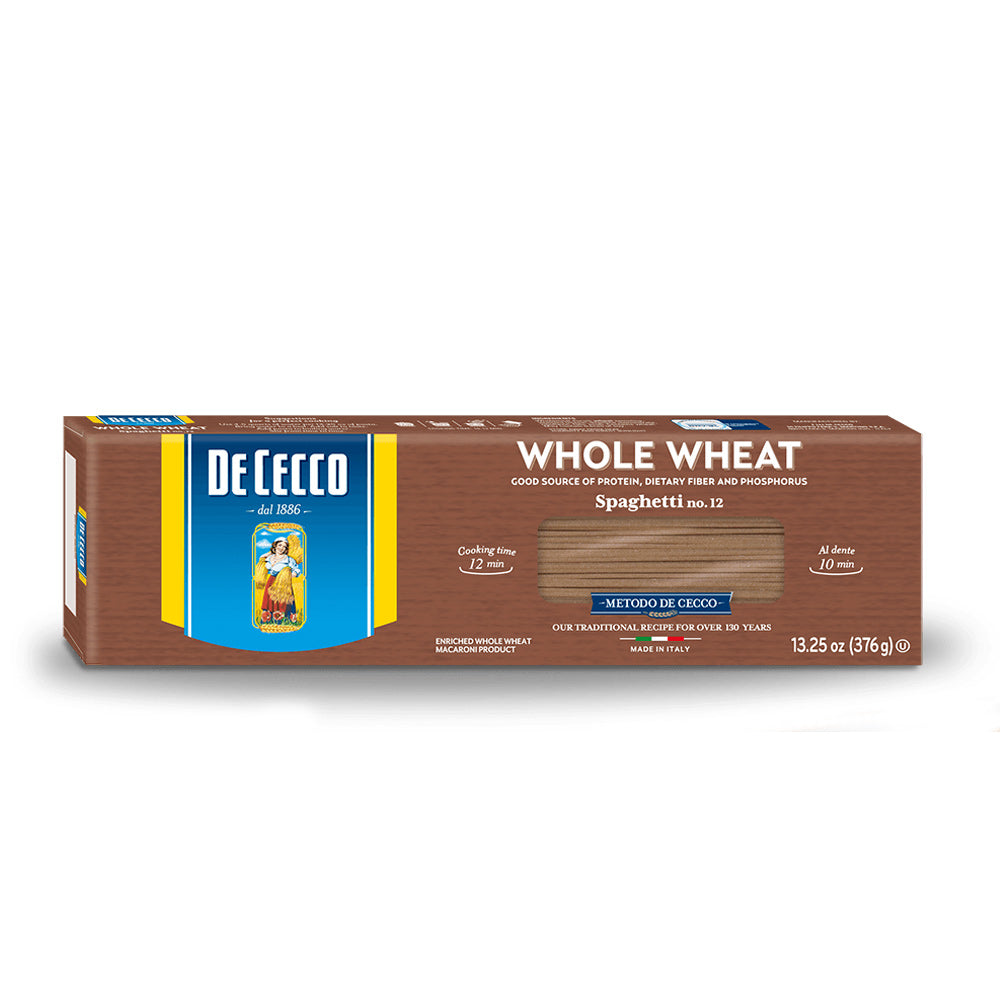 Wholesale De Cecco Whole Wheat Spaghetti Pasta #12 | 13.25 oz- Bulk