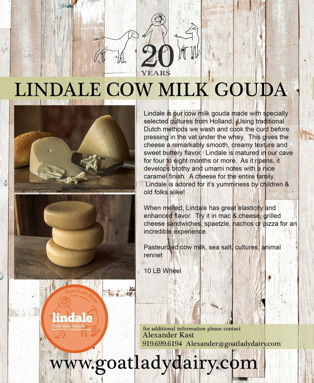 Wholesale Goat Lady Lindale Raw Cow Gouda- Bulk