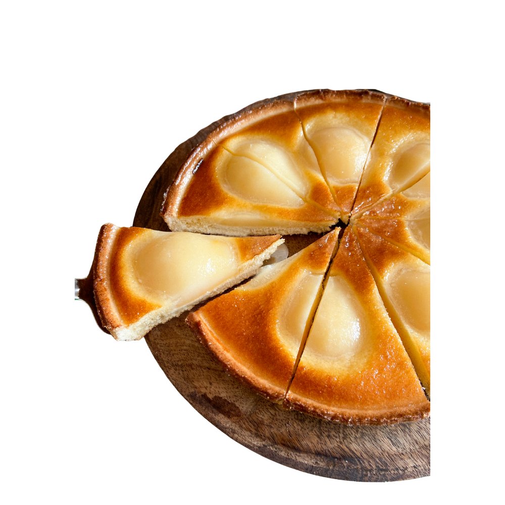 Wholesale White Toque Case 9.6" Pear Almond Tart Pre-Cut- Bulk