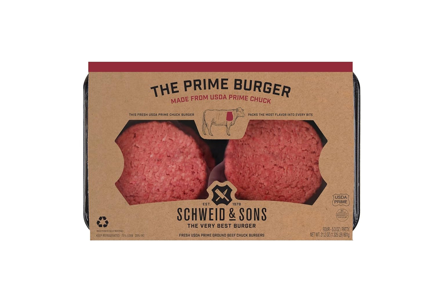 Wholesale Schweid & Sons 7 oz. Prime Burger 7oz- Bulk