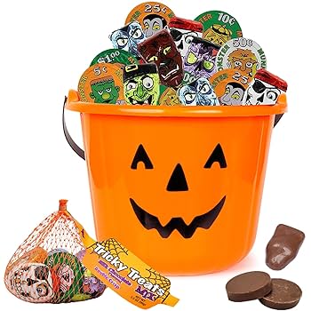Wholesale Madelaine Chocolate 2 Oz. Halloween Crisp Pumpkin Balls Mesh Bag (3 Tubs)- Bulk