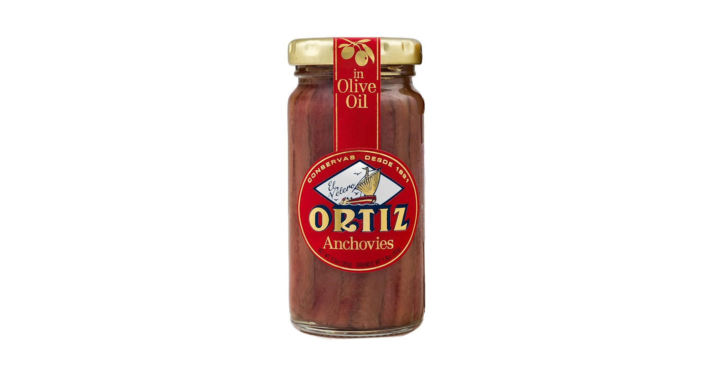 Wholesale Ortiz Premium Anchovy Fillets Old Style Jar 95g - Gourmet Seafood Product- Bulk
