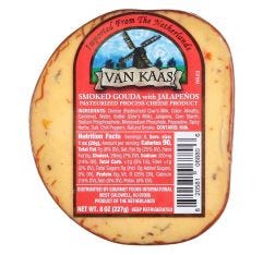 Wholesale Van Kaas Smoked Jalapeno Gouda Wedge 8 Oz- Bulk