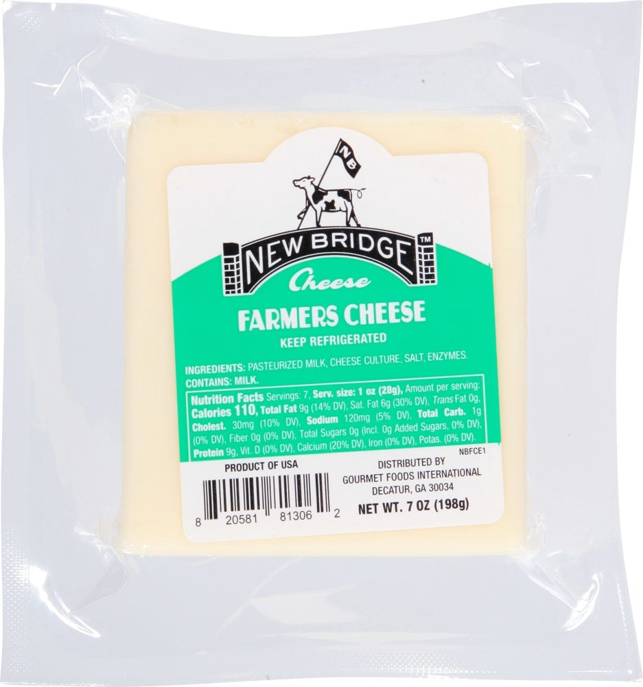 Wholesale New Bridge Farmers Cheese Cuts 7 Oz- Bulk