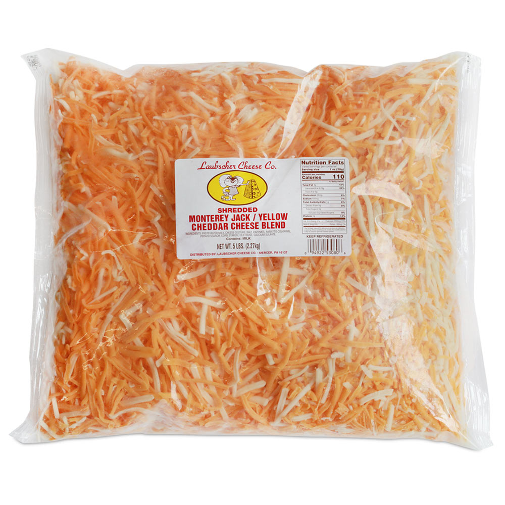 Wholesale Laubscher Shredded Feather Cheddar Jack Cheese | 5 lb- Bulk