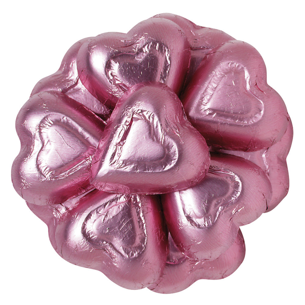 Wholesale Madelaine Milk Chocolate Pink Foiled Hearts- Bulk