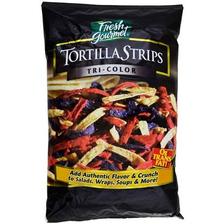 Wholesale Fresh Gourmet Case Tri-Color Tortilla Strips- Bulk