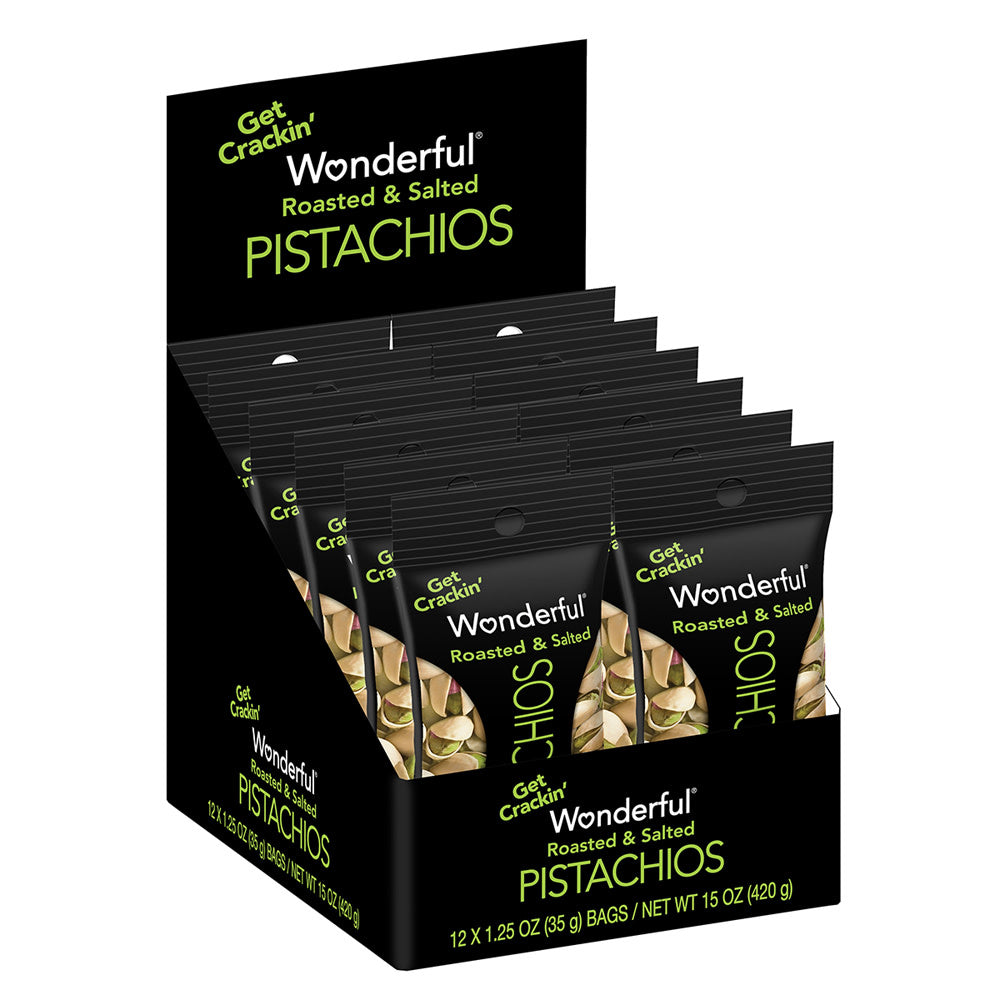 Wholesale Wonderful Roasted & Salted Pistachios 1.25 Oz Peg Bag- Bulk