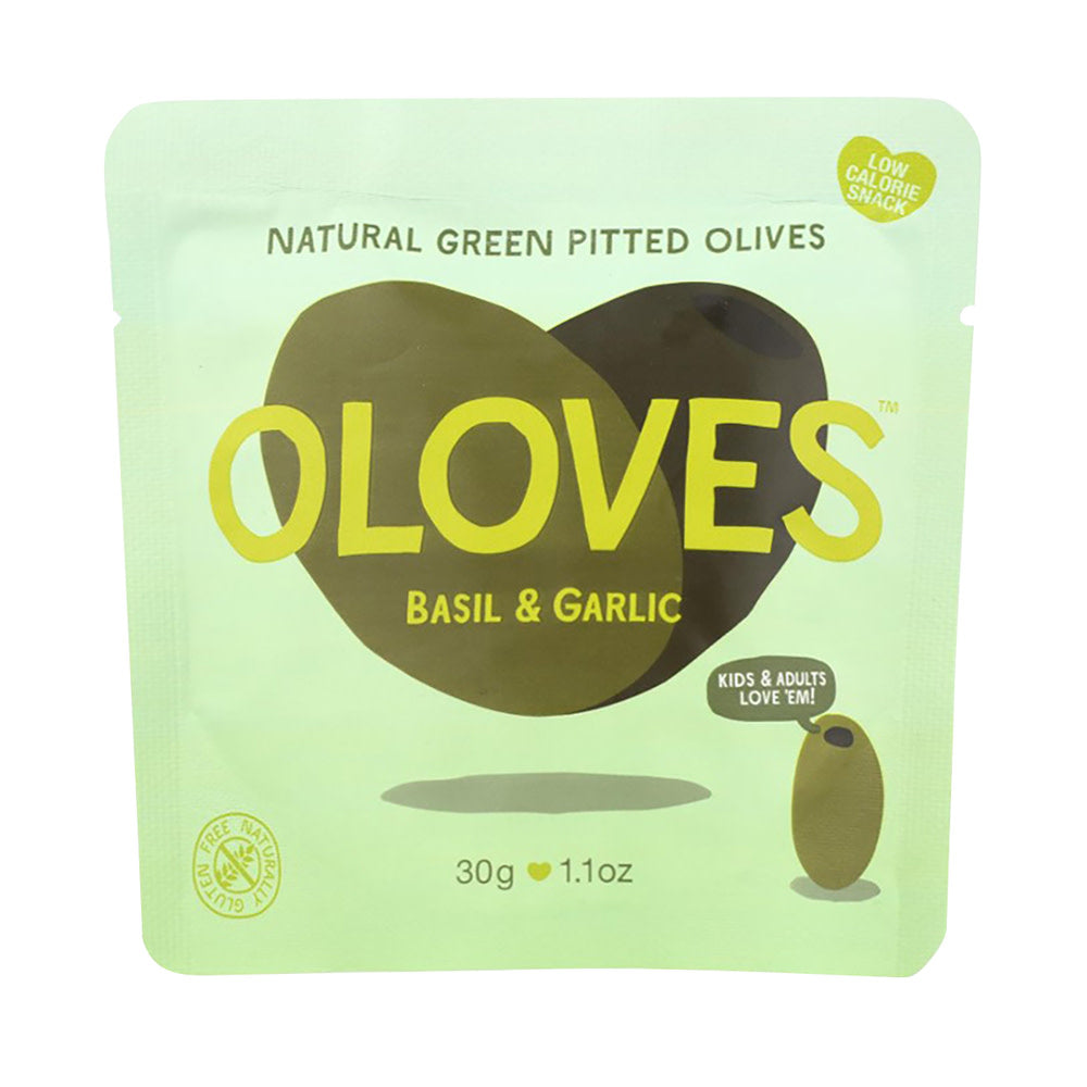 Wholesale Oloves - Pitted Grn Olives Basil/Garlic - 1.1Oz- Bulk