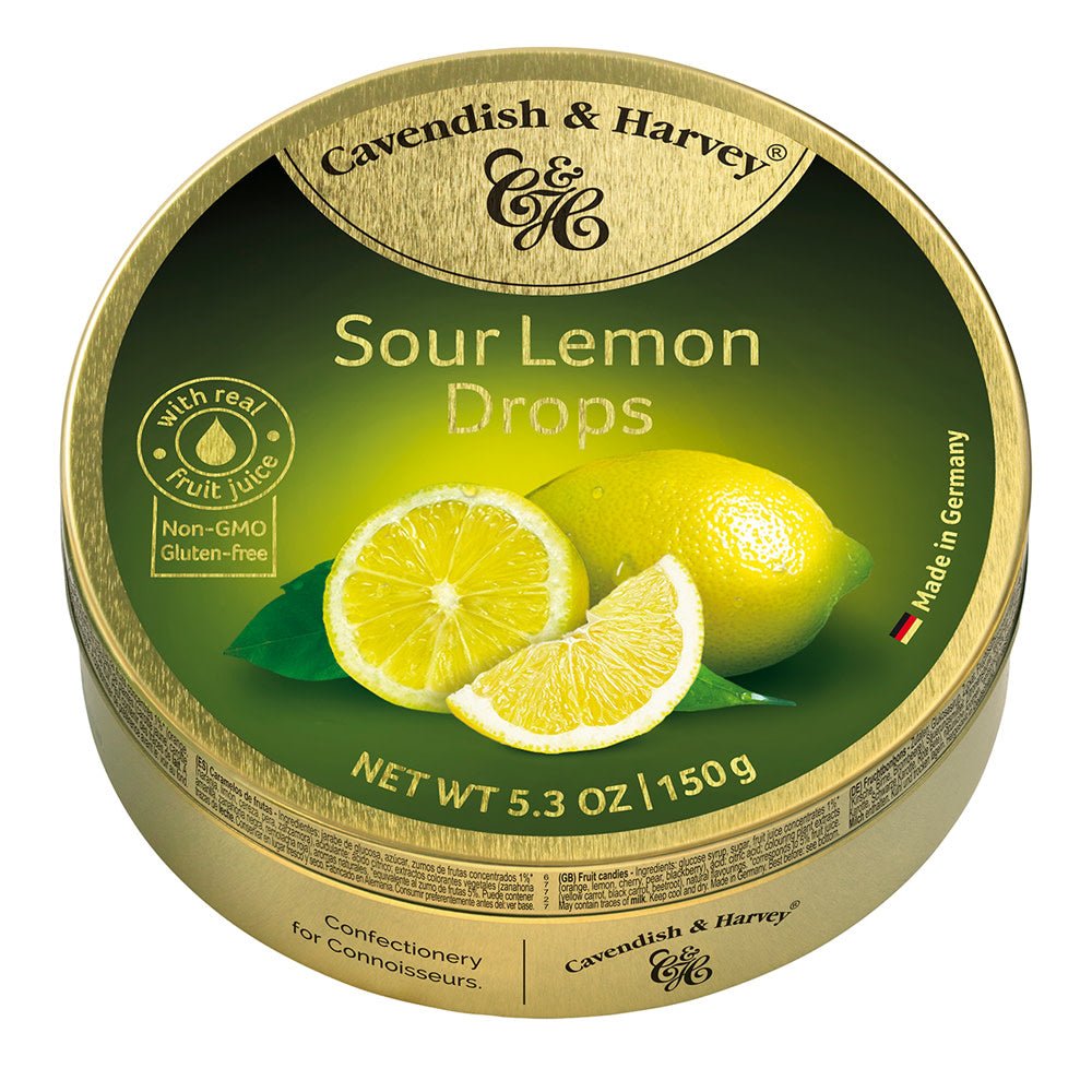 Cavendish & Harvey Sour Lemon Drops 5.3 Oz Tin