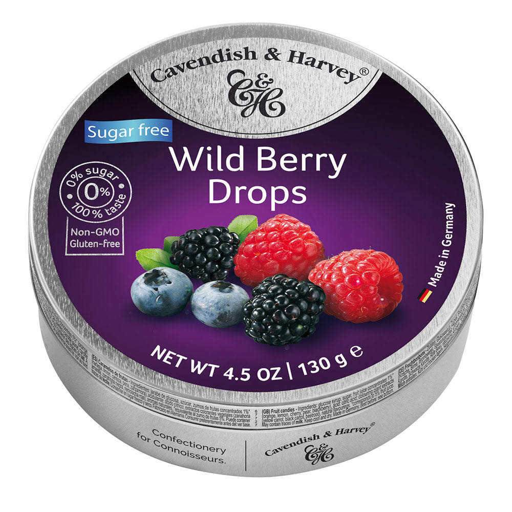 Wholesale Cavendish & Harvey Sugar Free Wild Berry Drops 4.5 Oz Tin- Bulk