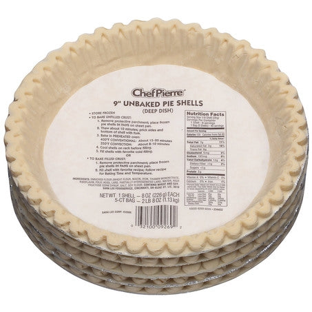 Wholesale Chef Pierre Case 9 Inch Unbaked Deep Dish Pie Crust- Bulk