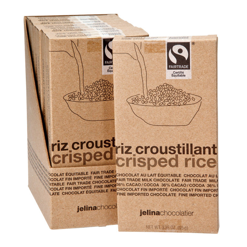 Wholesale Jelina Crisped Rice 36% Milk Chocolate 3.35 Oz Bar- Bulk
