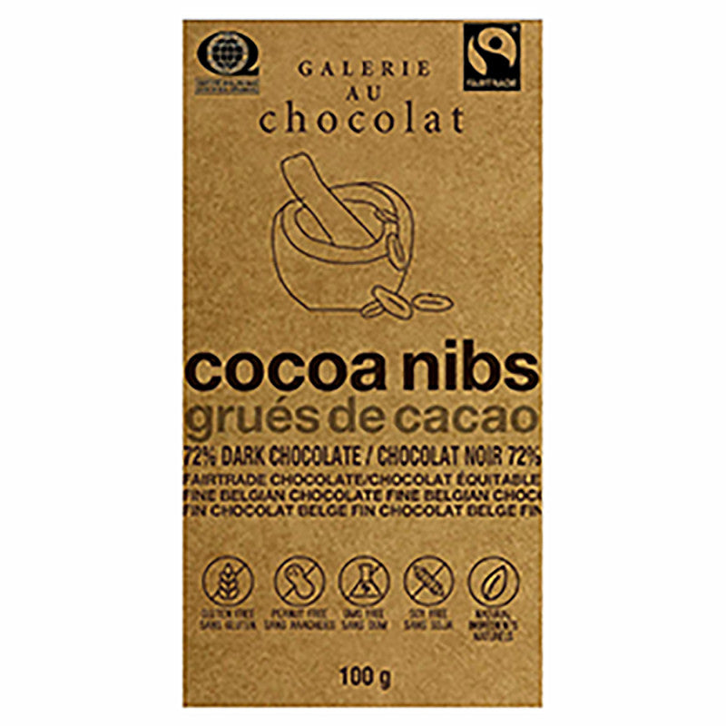 Wholesale Jelina 72% Dark Chocolate Cocoa Nibs 3.52 Oz Bar- Bulk