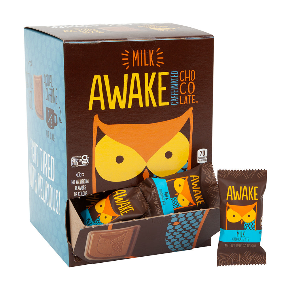 Wholesale Awake Bites Caffeinated Milk Chocolate 0.53 Oz- Bulk