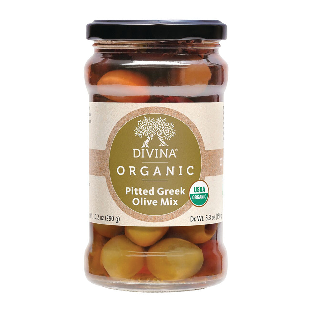 Wholesale Divina Organic Pitted Greek Olive Mix 10.2 Oz Jar- Bulk