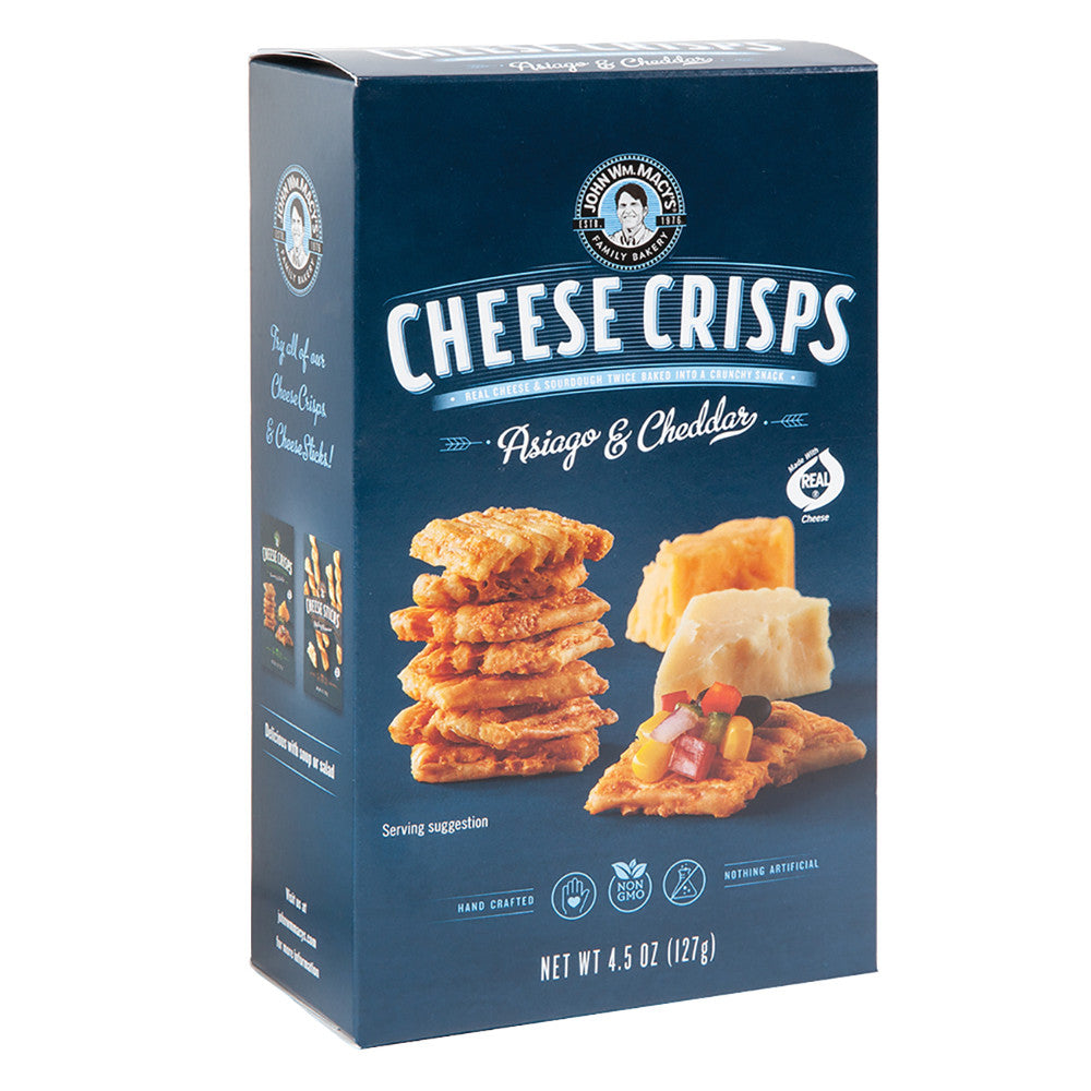 John Wm. Macy'S Asiago And Cheddar Cheese Crisps 4.5 Oz Box