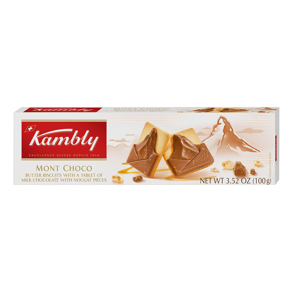 Wholesale Kambly Mont Choco Butter Biscuits With A Tablet Of Milk Chocolate With Nougat Pieces 3.5 Oz Box- Bulk