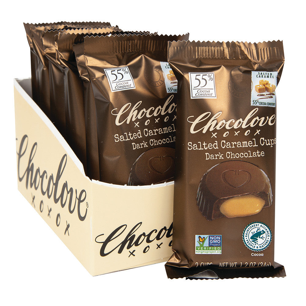 Wholesale Chocolove Dark Chocolate Salted Caramel Cups 1.2 Oz- Bulk