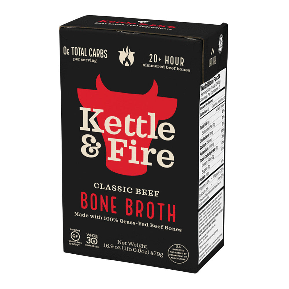 Wholesale Kettle & Fire Grass Fed Beef Bone Broth 16.9 Oz Box- Bulk
