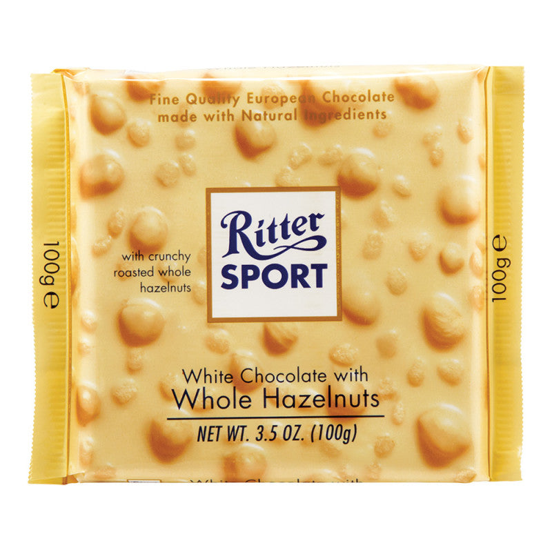 Wholesale Ritter Sport White Chocolate With Whole Hazelnuts 3.5 Oz Bar- Bulk