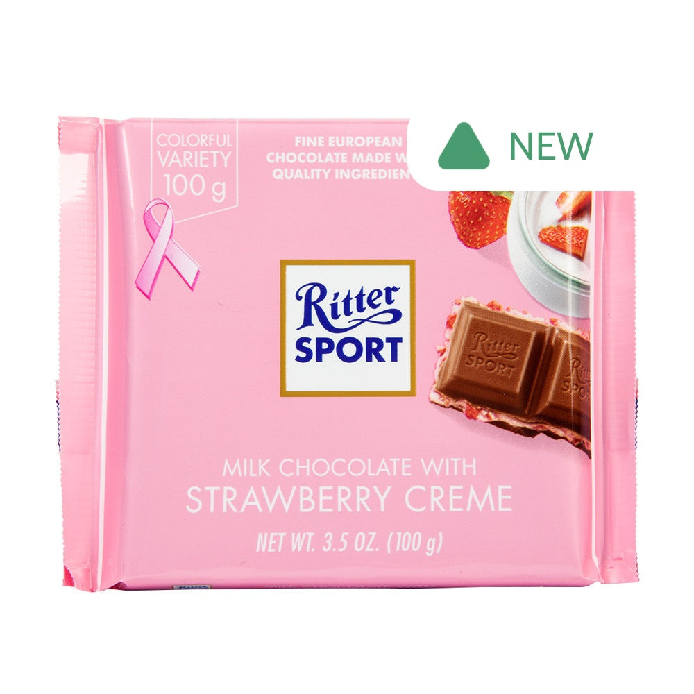 Wholesale Ritter Sport Milk Chocolate With Strawberry Creme 3.5 Oz- Bulk