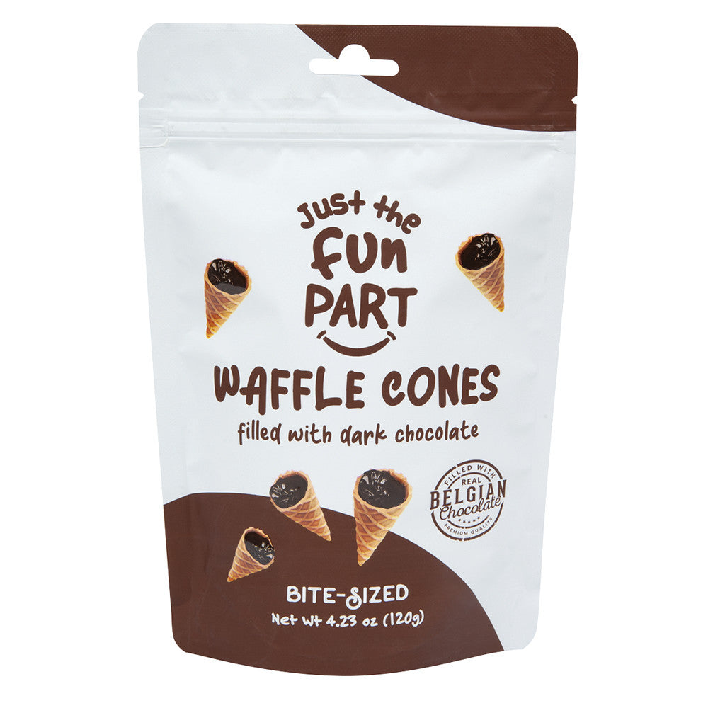 Wholesale Just The Fun Part Dark Chocolate Mini Waffle Cones 4.23 Oz Peg Bag- Bulk