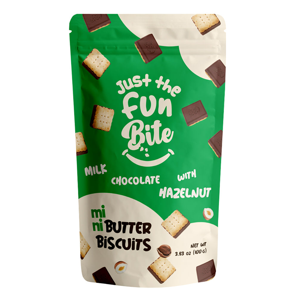 Wholesale Just The Fun Bite Mini Hazelnut Biscuit 3.53 Oz Pouch- Bulk