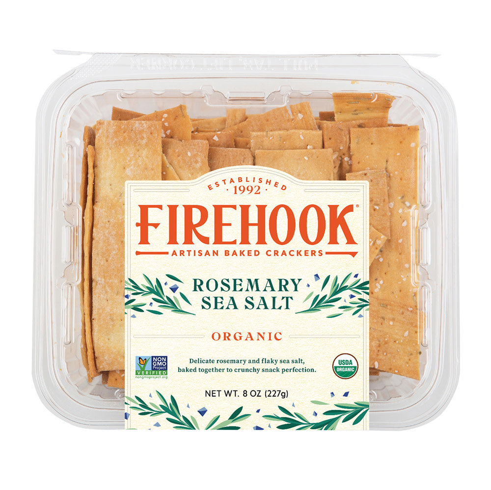 Wholesale Firehook Rosemary Sea Salt Crackers 8 Oz Tub- Bulk