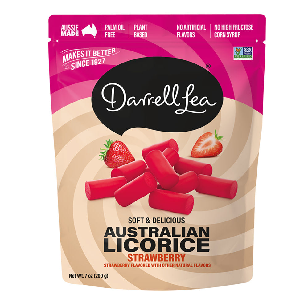 Wholesale Darrell Lea Red Strawberry Licorice 7 Oz Pouch- Bulk