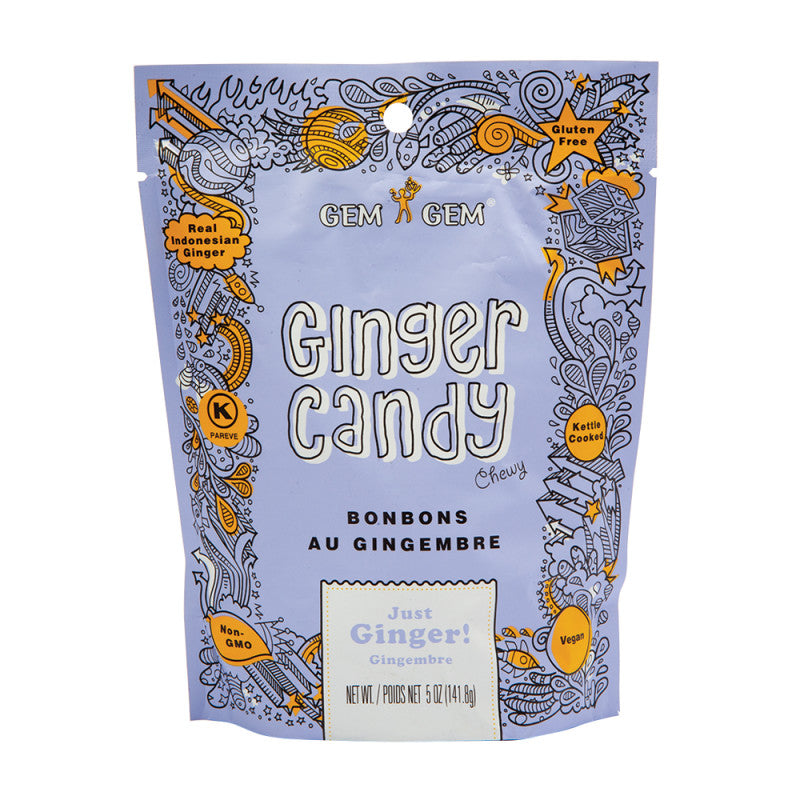 Wholesale Gem Gem Just Ginger Chewy Ginger Candy 5 Oz Pouch- Bulk