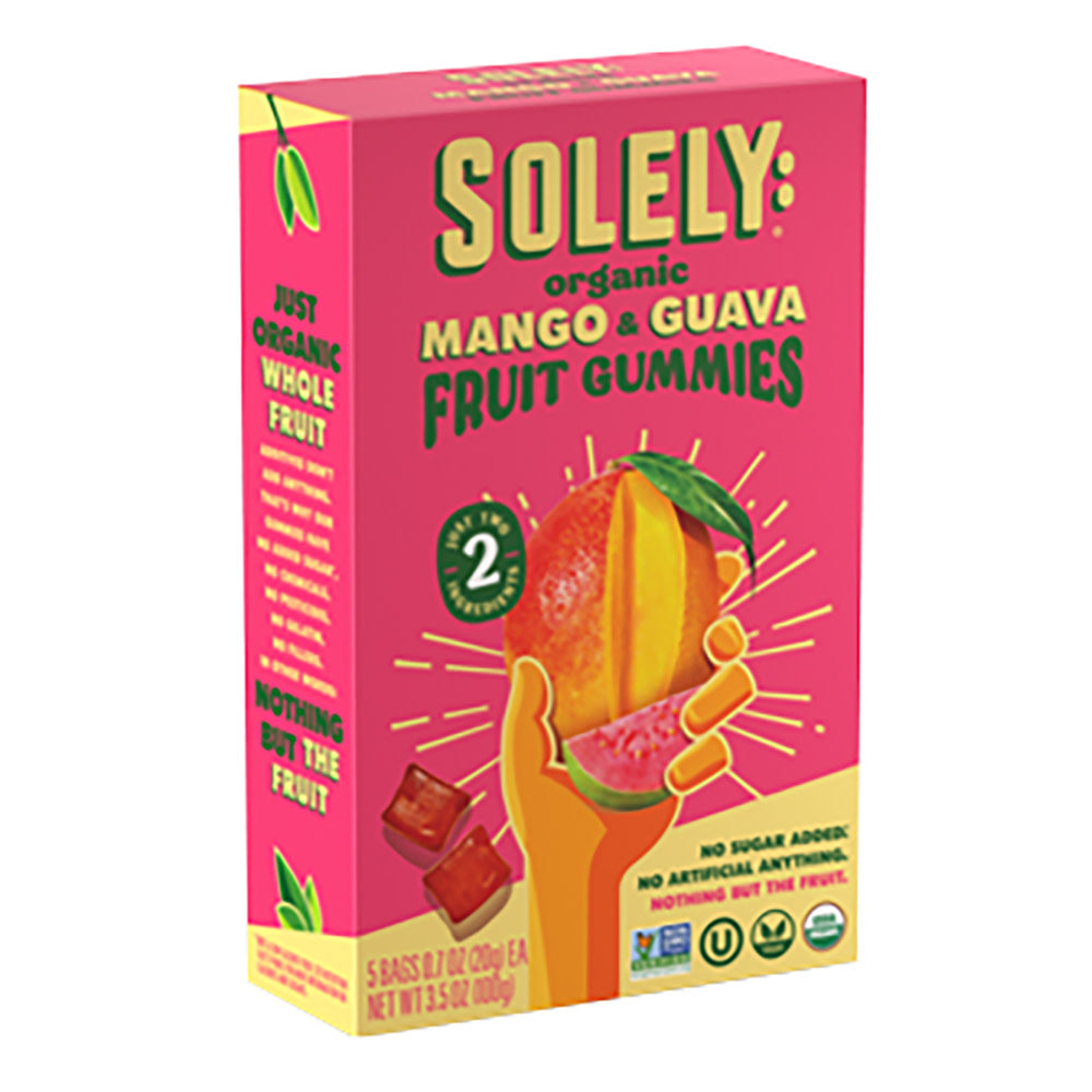 Wholesale Solely Organic Mango & Guava Fruit Gummies 5 Count 3.5 Oz Box- Bulk
