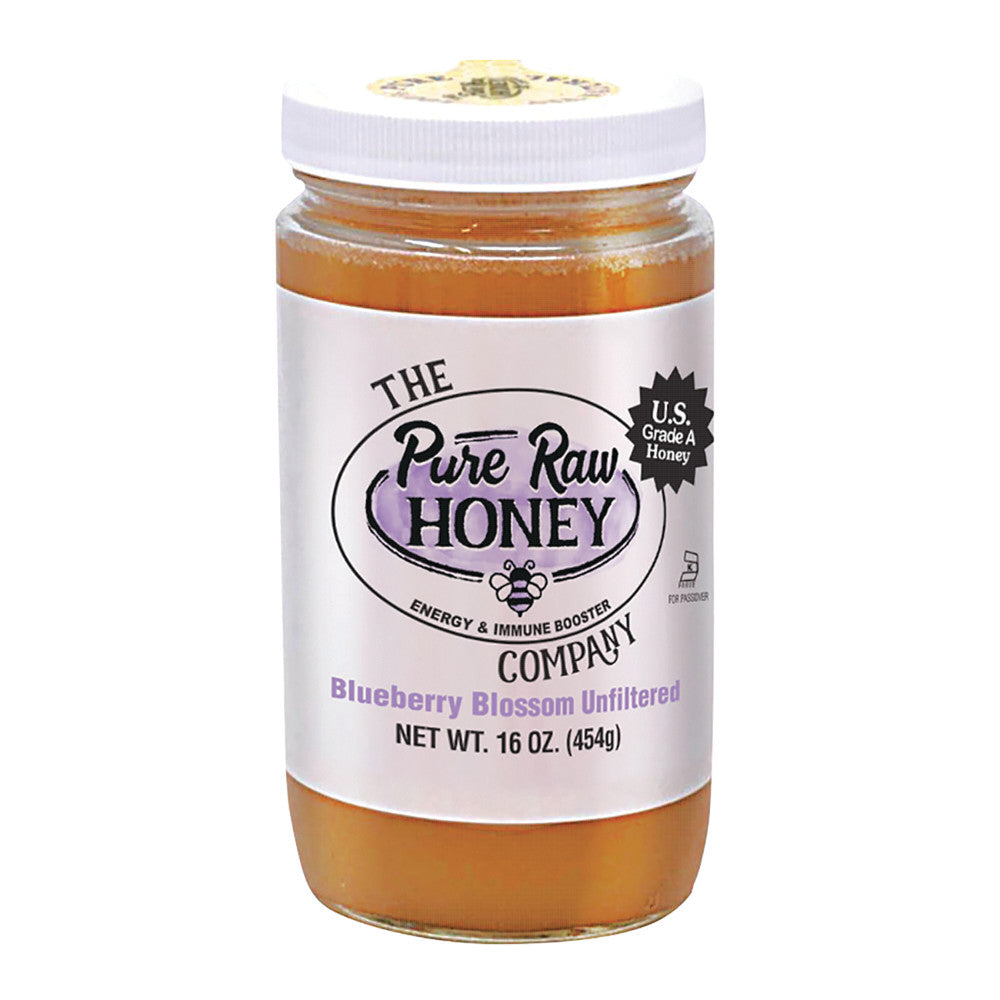 Wholesale Pure Raw Honey Company Blueberry Blossom Unfiltered 16 Oz Jar- Bulk
