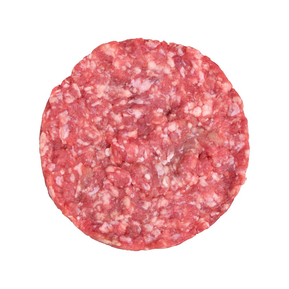 Wholesale BoxNCase Case 5-1 Flat Beef Burger 80-20 Frozen 3.2Oz- Bulk