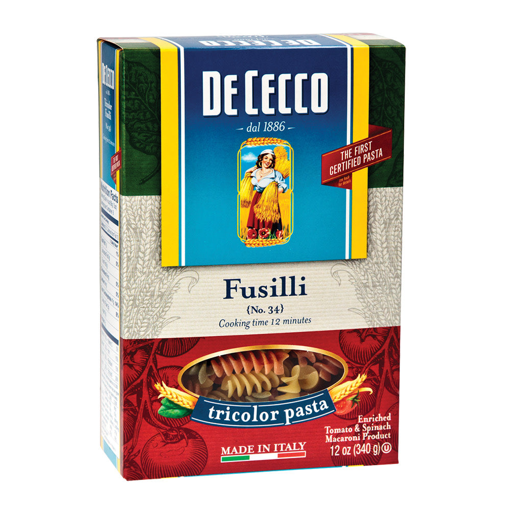 Wholesale De Cecco Fusilli Tricolor Pasta 12 Oz Box- Bulk