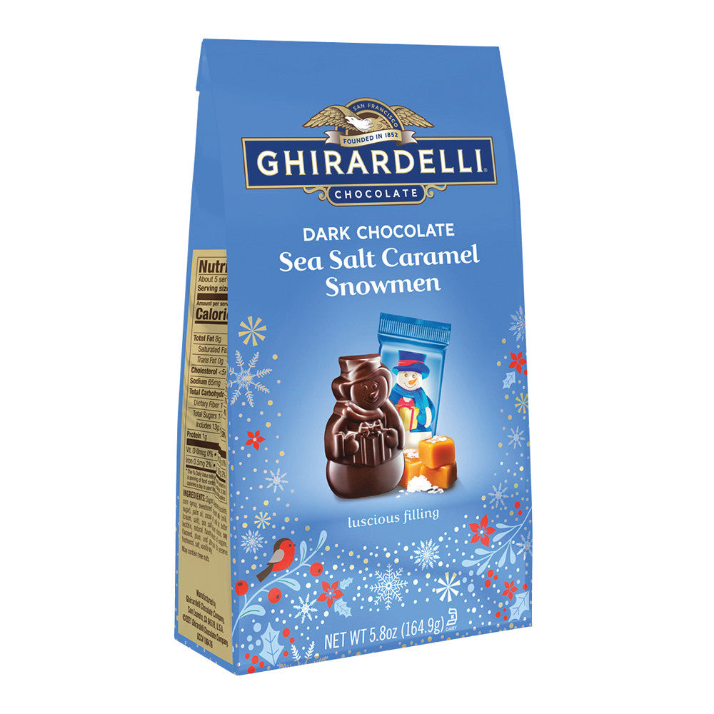 Wholesale Ghirardelli Dark Chocolate Sea Salt Caramel Snowmen 5.8 Oz Bag- Bulk