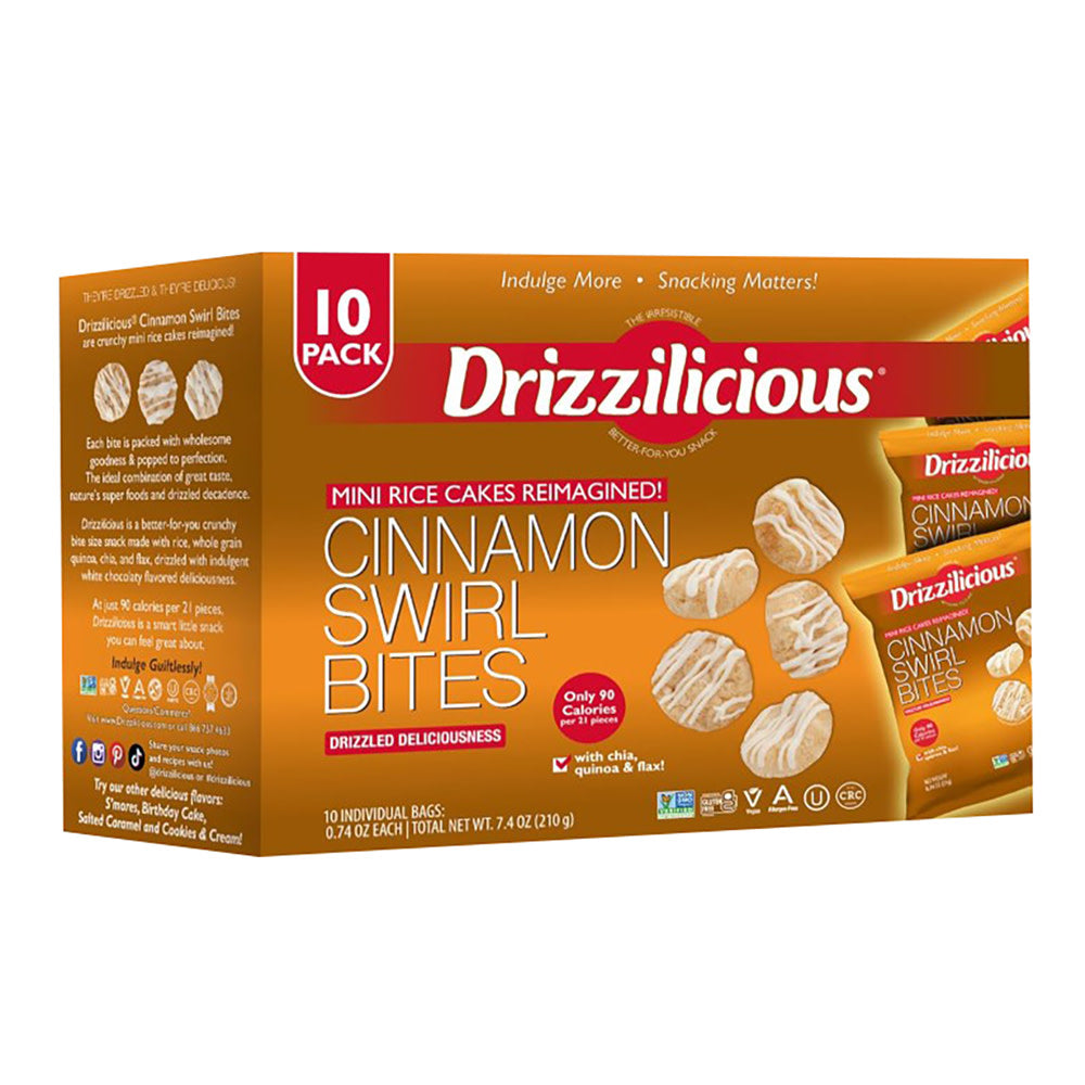 Drizzilicious Drizzle Bite Cinnamon Swirl 7.4 Oz Bags 10 Ct