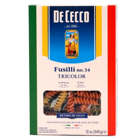 Wholesale De Cecco Case Tri-Color Fusilli Pasta #34- Bulk
