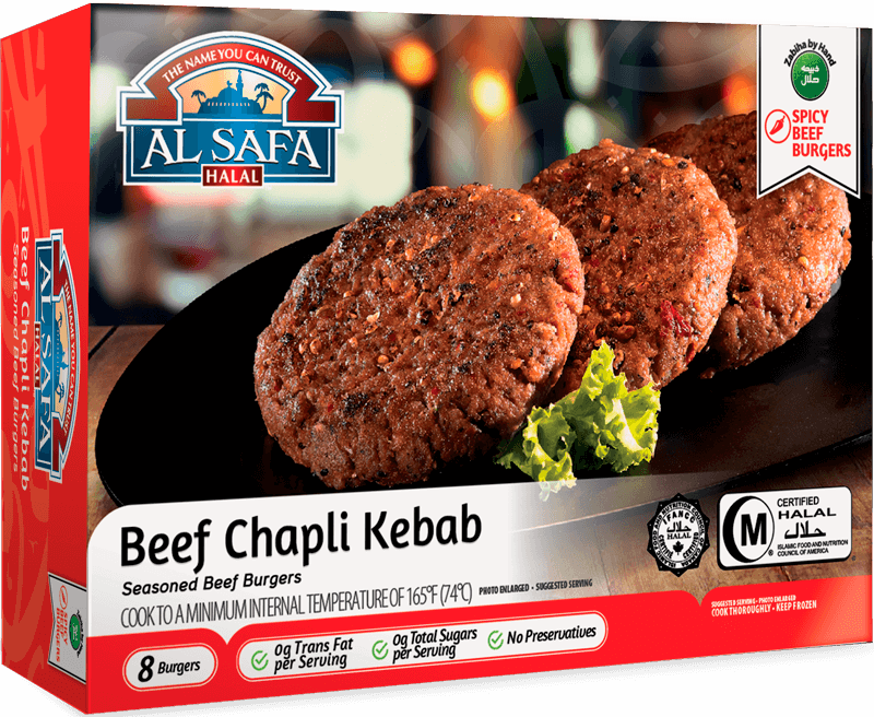 Wholesale Al Safa Halal Beef Chapli Kebabs 1.12 lb- Bulk