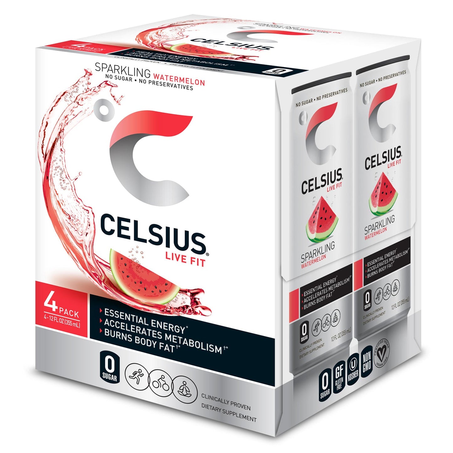 Wholesale Celsius 6/4Pk 12 Oz Sparkling Watermelon- Bulk
