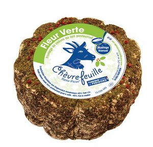 Wholesale Fromagerie Chèvrefeuille Tomme Fleur Verte Goat Cheese with Herbs and Pink Peppercorns 5.5 LB- Bulk