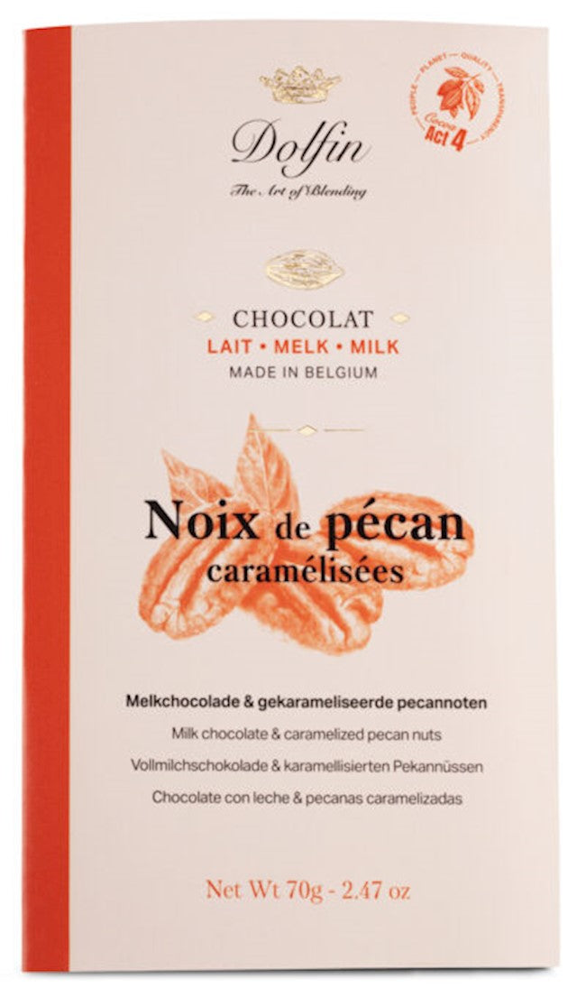 Wholesale Dolfin 70 Gram Milk Bar with Caramelized Pecan Nuts 2.5 OZ- Bulk