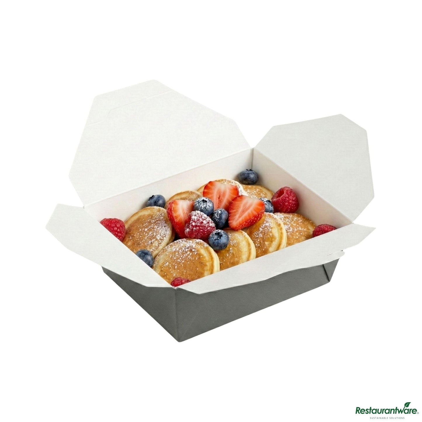 Wholesale Restaurantware Bio Tek 45 Oz Rectangle Gray Paper #8 Bio Box Take Out Container - 6 3/4" X 5 1/2" X 2 1/2"- Bulk