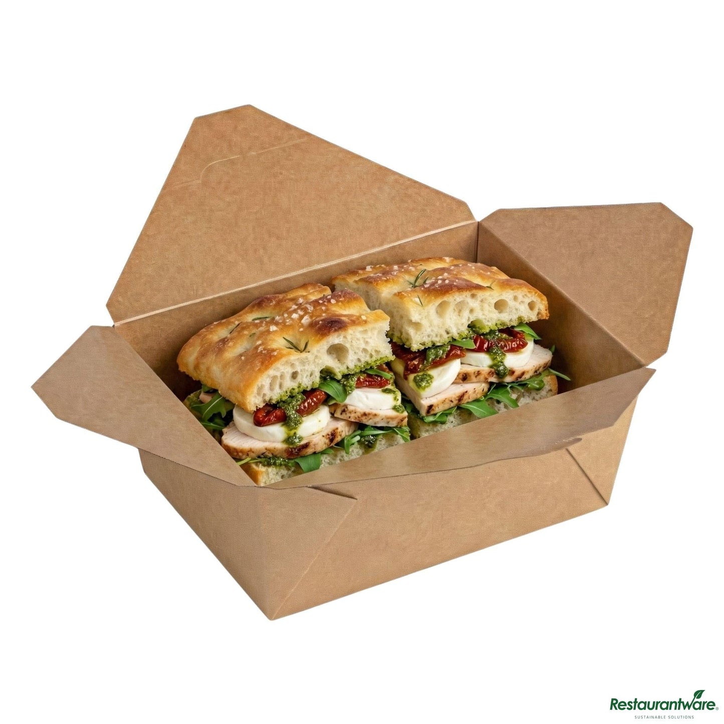Wholesale Restaurantware Bio Tek 98 Oz Rectangle Kraft Paper #4 Bio Box Take Out Container - 8 1/2" X 6 1/4" X 3 1/2"- Bulk