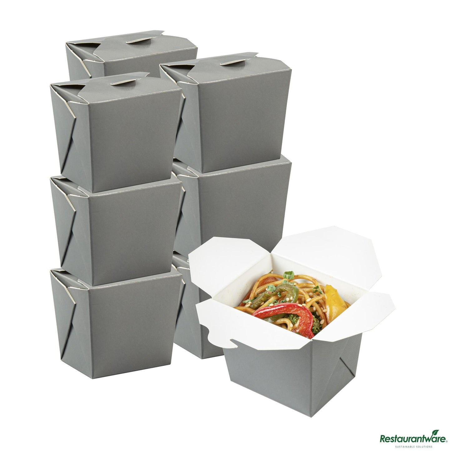 Wholesale Restaurantware Bio Tek 8 Oz Square Gray Paper Noodle Take Out Container - 2 3/4" X 2 1/4" X 2 1/2"- Bulk