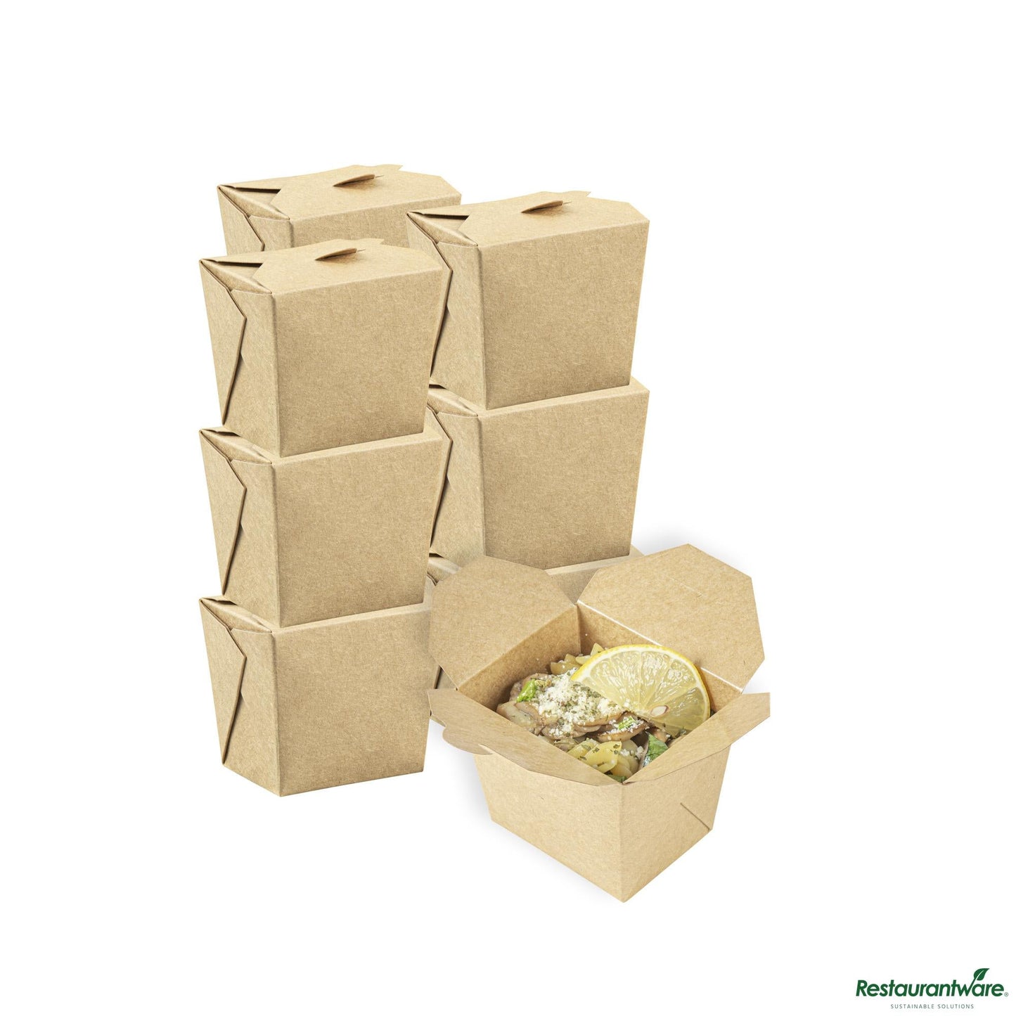 Wholesale Restaurantware Bio Tek 8 Oz Square Kraft Paper Noodle Take Out Container - 2 3/4" X 2 1/4" X 2 1/2"- Bulk