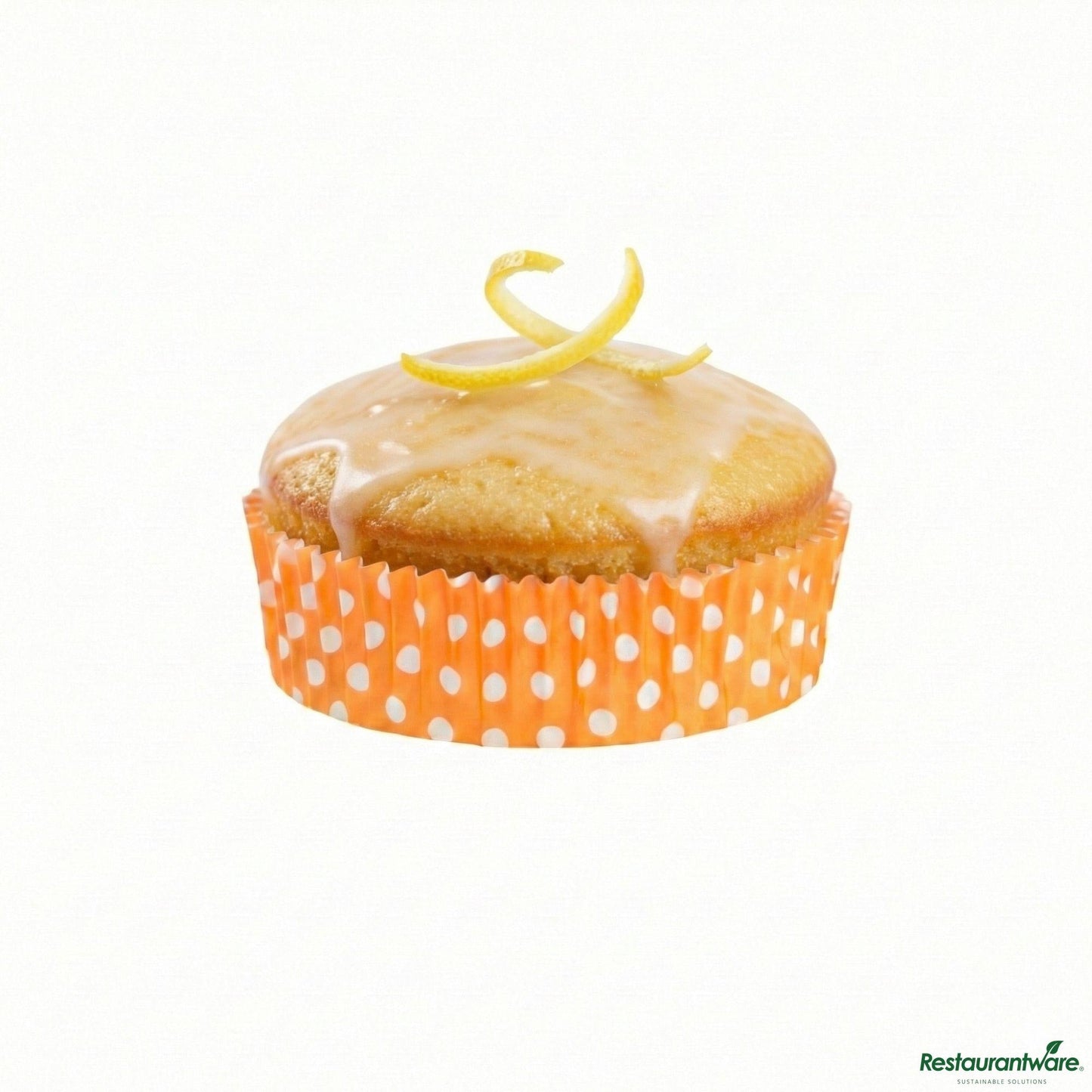 Restaurantware Panificio 4 Oz Round Polka-Dotted Hot Orange Paper Baking Cup - Ridged - 3 1/2" X 3 1/2" X 1"