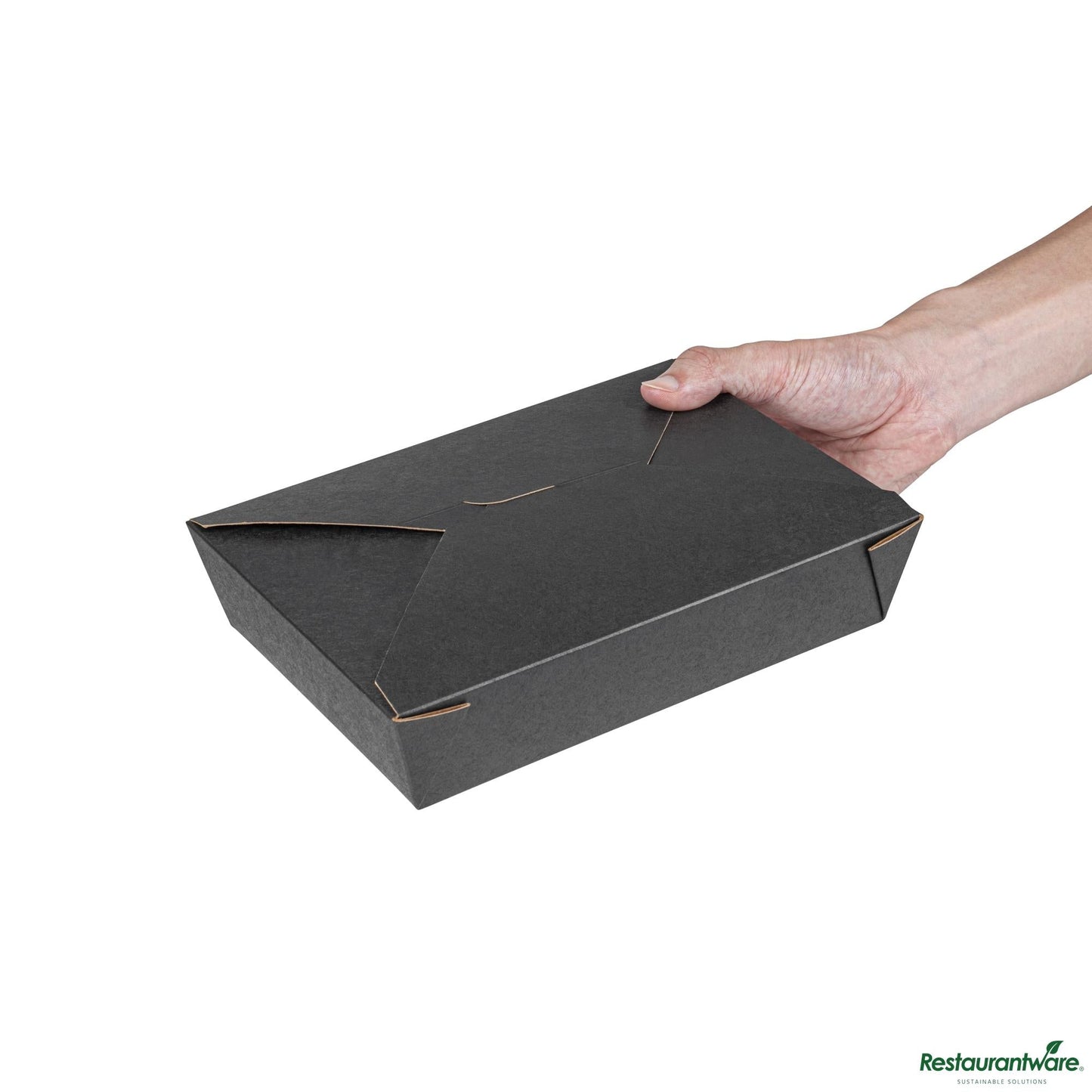 Wholesale Restaurantware Bio Tek 49 Oz Rectangle Black Paper #2 Bio Box Take Out Container - 8 1/2" X 6 1/4" X 2"- Bulk