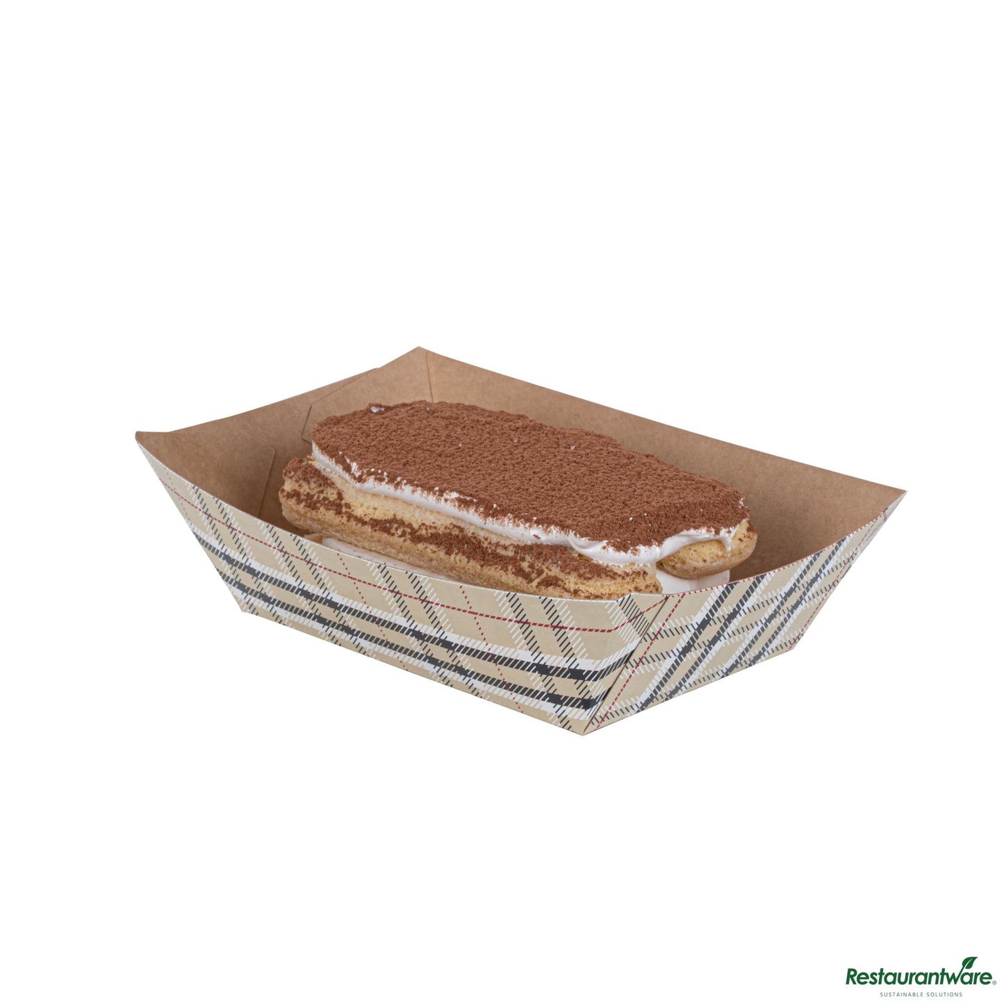 Wholesale Restaurantware Bio Tek 1/2 Lb Plaid Paper #50 Boat - 4 1/4" X 2 3/4" X 1 1/2"- Bulk