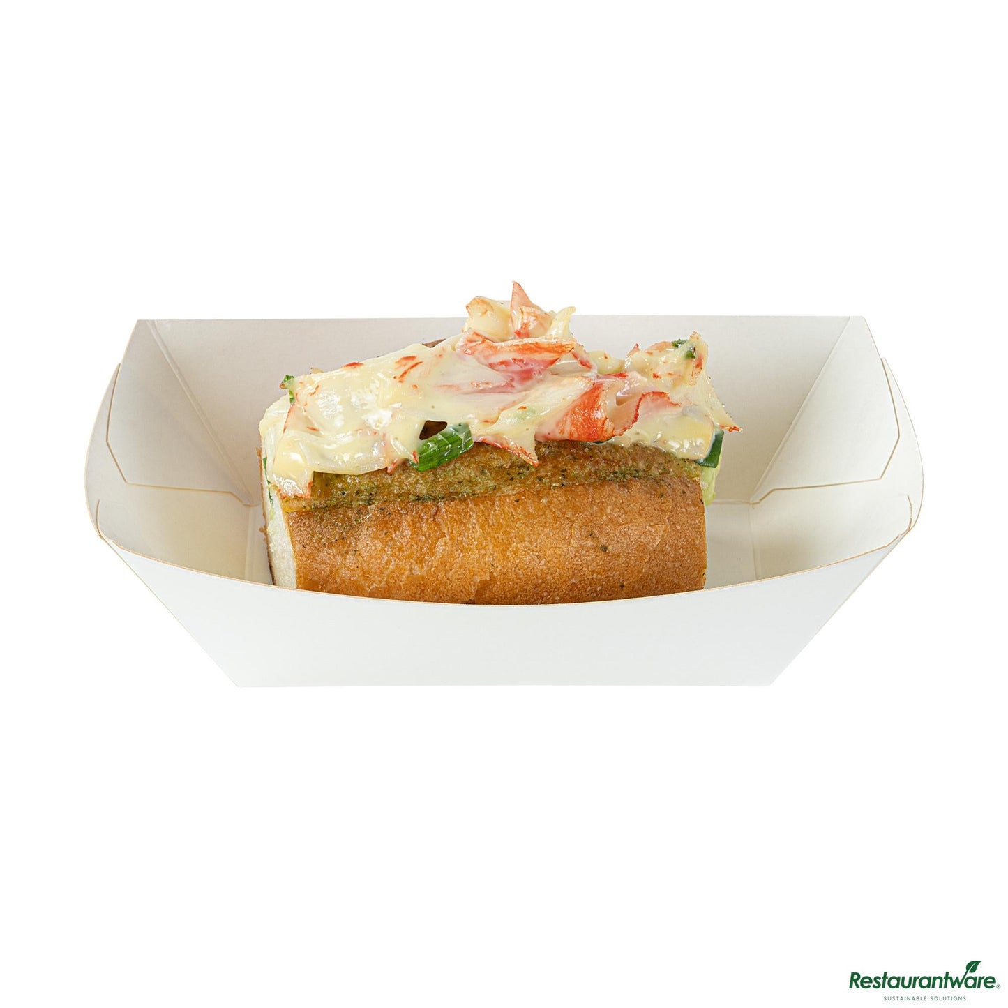 Restaurantware Bio Tek 1/2 Lb White Paper #50 Boat - 4 1/4" X 2 3/4" X 1 1/2"